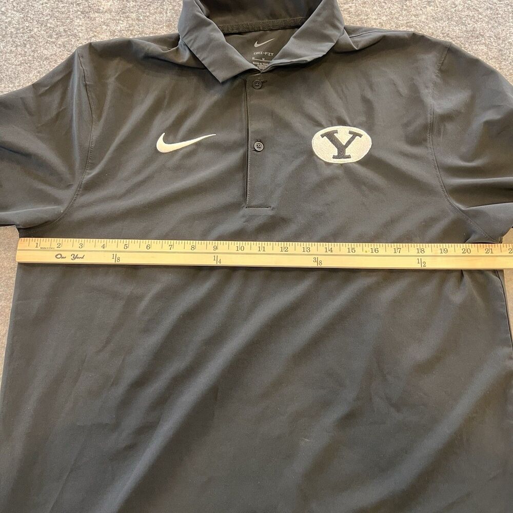 Nike Dri Fit Men’s BYU Golf Polo XII Logo On Left Sleeve Black Size M - Picture 4 of 8